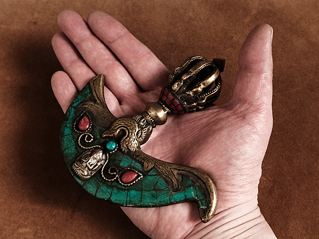 真鍮 カルタリ（ターコイズ装飾）ブラス 密教法具 チベット ネパール