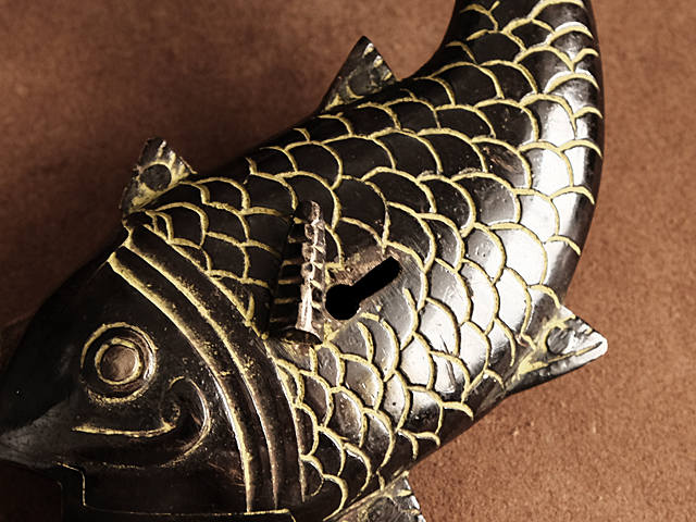 真鍮 錠前（魚）ビッグサイズ / 鍵 カギ ロック 南京錠 アンティーク