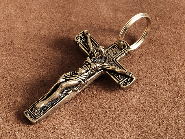 真鍮 十字架 ペンダント （キリスト）イエスキリストメダイ ジーザス 神様 キリスト 聖書 クロス ブラス ネックレス チョーカー チャーム