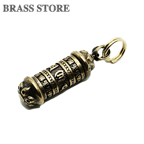 真鍮 ケースキーホルダー（六字真言）ブラス 梵字 密教法具 チベット