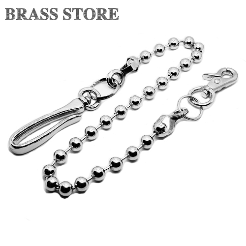 極太 真鍮 シルバーボールウォレットチェーン ツリバリ&ナスカン仕様（ロング） 極太 真鍮 シルバーボールウォレットチェーン ツリバリ&ナスカン仕様