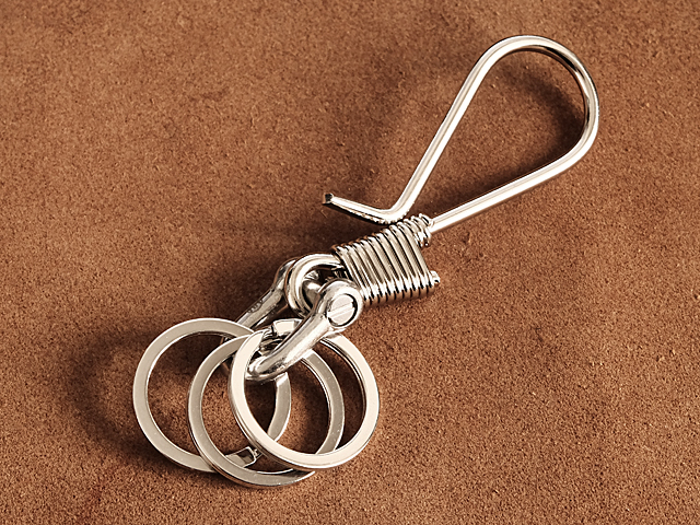 真鍮 ねじりツリバリ キーホルダー シャックル仕様（中）シルバー