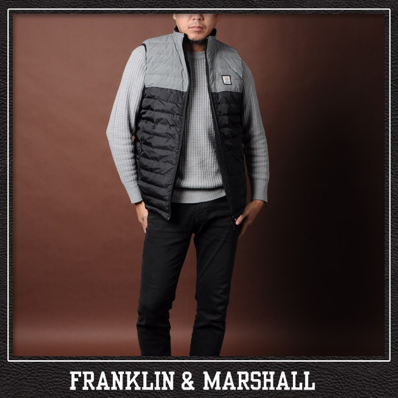 フランクリンマーシャル FRANKLIN&MARSHALL ダウンベスト メンズ アウター JKMF117AN グレー×ブラック