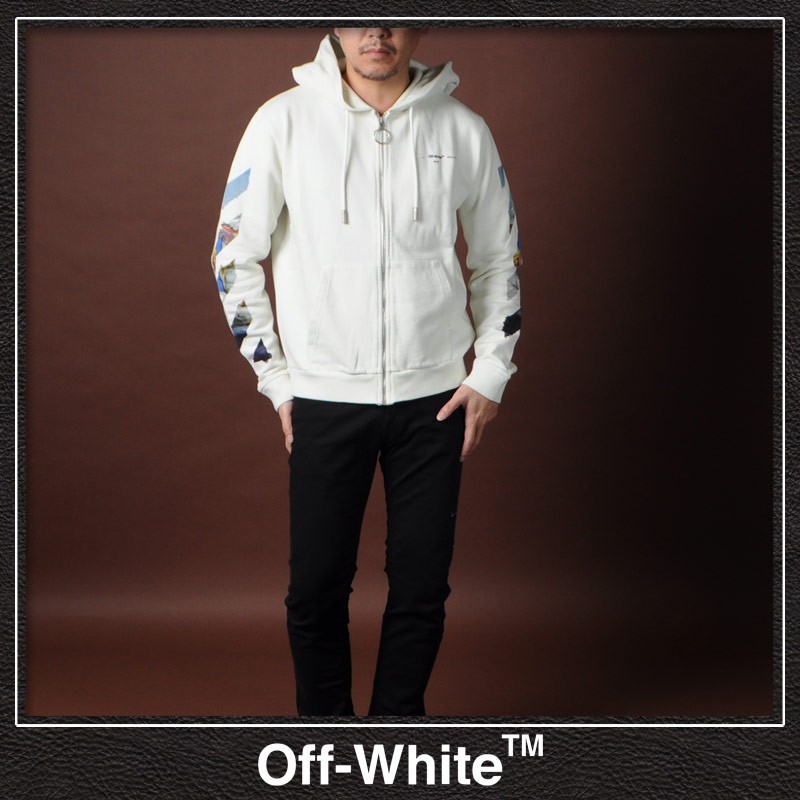 オフホワイト OFF-WHITE ジップアップパーカー メンズ DIAG COLORED