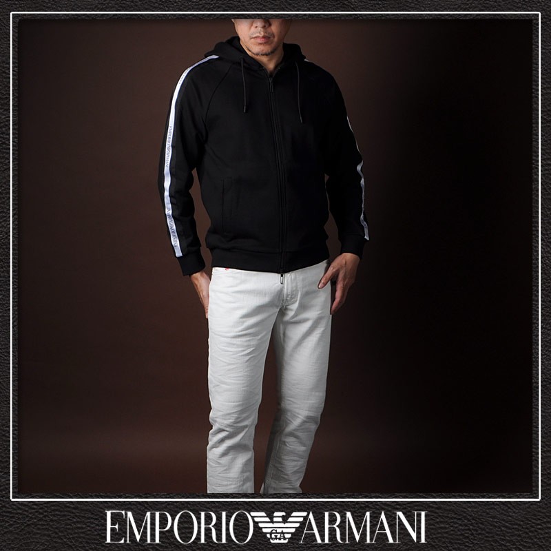エンポリオアルマーニ EMPORIO ARMANI ジップアップパーカー スウェット メンズ 3H1MG6 1J07Z ブラック