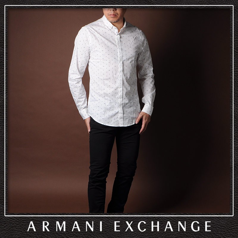 アルマーニエクスチェンジ A|X ARMANI EXCHANGE カジュアルシャツ 長袖 メンズ 3HZC25 ZNEAZ ホワイト