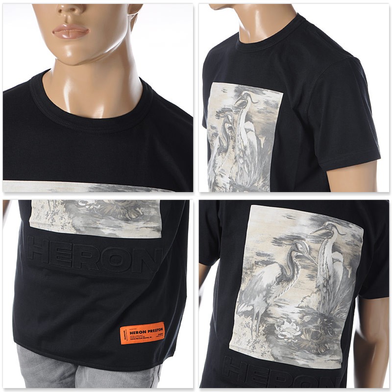 ヘロン プレストン HERON PRESTON クルーネックTシャツ 半袖 メンズ T-SHIRT REG HERON BIRDS  HMAA011S20914022 ブラック