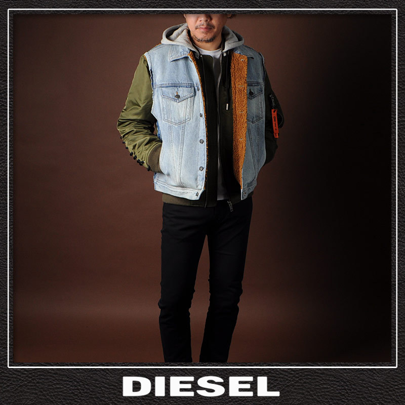 Diesel ディーゼル Wieter キルテッド ボンバー ジャケット M 黒-