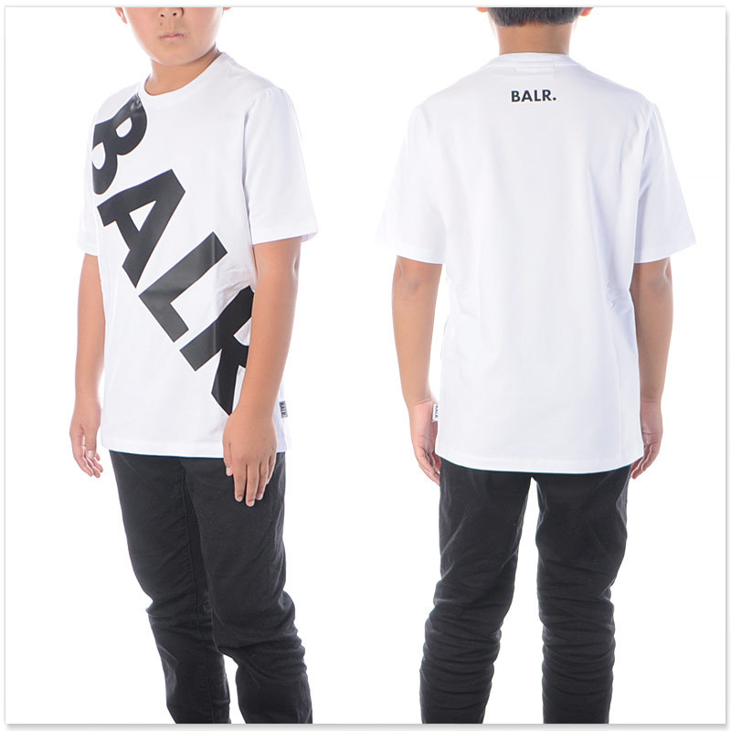 即納特典付き ボーラー Balr Tシャツ 半袖 クルーネック ブランド キッズ Tilted Logo T Shirt Kids B ホワイト 格安 Cih Dev Humbird Com