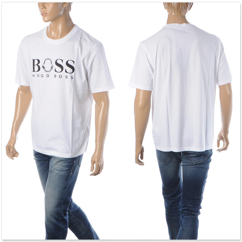 ヒューゴボス HUGO BOSS Tシャツ 半袖 クルーネック メンズ 50450923 10139980 ホワイト