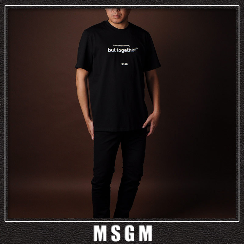 MSGM エムエスジーエム Tシャツ メンズ 半袖 クルーネック ロゴ