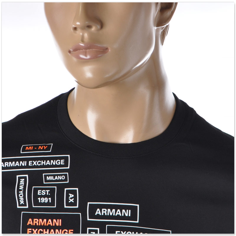 アルマーニエクスチェンジ A|X ARMANI EXCHANGE Tシャツ メンズ ブランド ロンT クルーネック 長袖 6LZTJE ZJ8EZ  ブラック