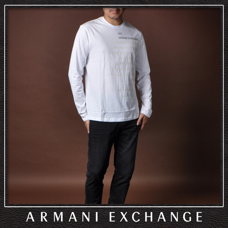 アルマーニエクスチェンジ A|X ARMANI EXCHANGE クルーネックTシャツ メンズ ブランド ロンT 長袖 6LZTKF ZJ8EZ  ホワイト