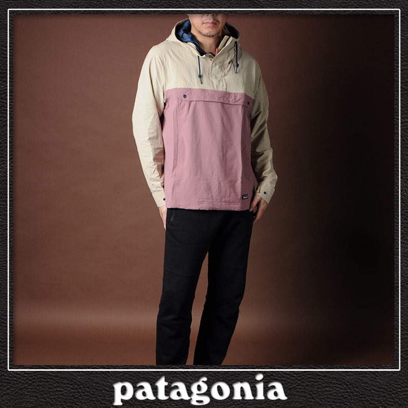 パタゴニア PATAGONIA ウインドブレーカー メンズ ブランド ジャケット 26516 M’S ISTHMUS ANORAK メンズ イスマス  アノラック ベージュ×モーブ