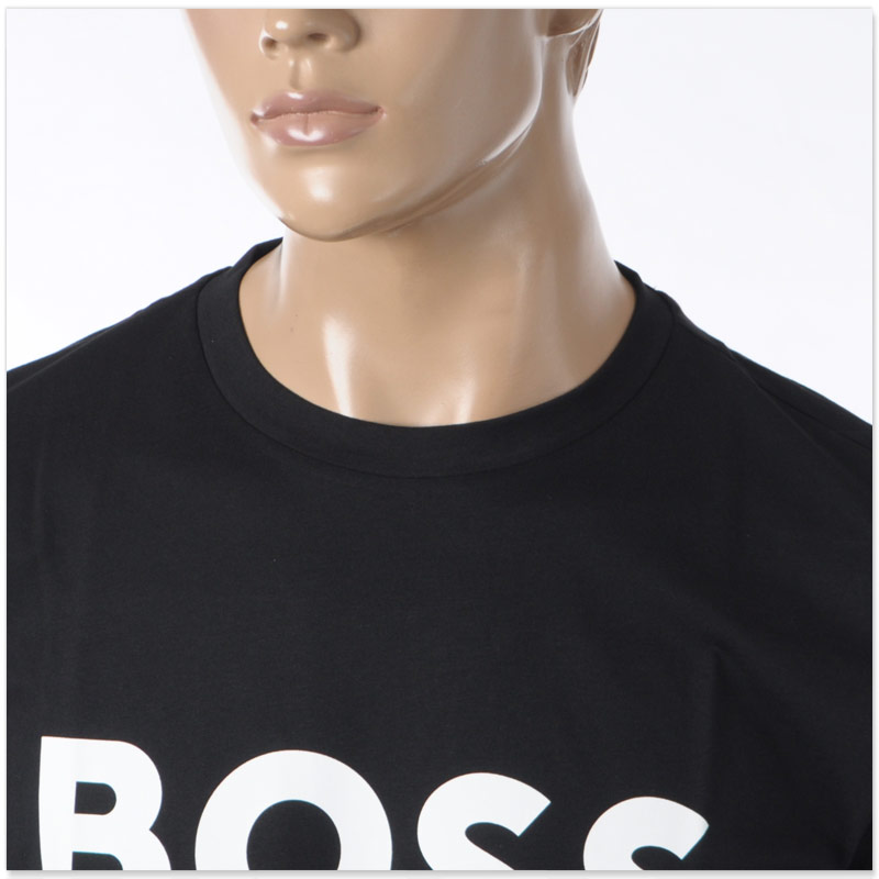 【ユニセックス】Hugo Boss コットン デザイン ロゴ Tシャツ BOSS - Cotton-jersey T-shirt with logo detail - Natural