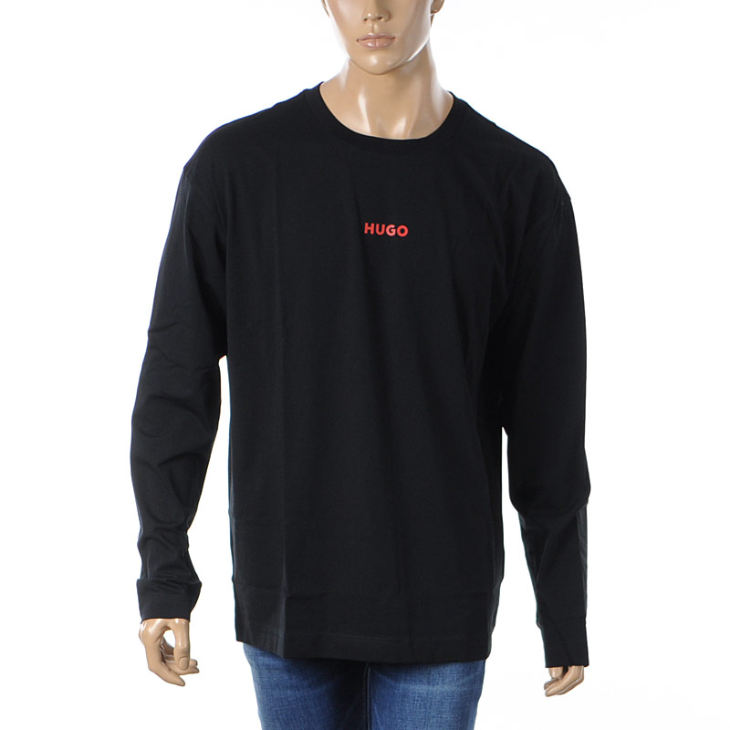 ヒューゴボス HUGO BOSS Tシャツ 長袖 メンズ ブランド LINKED LS-SHIRT 50522302 ブラック 2024秋冬新作