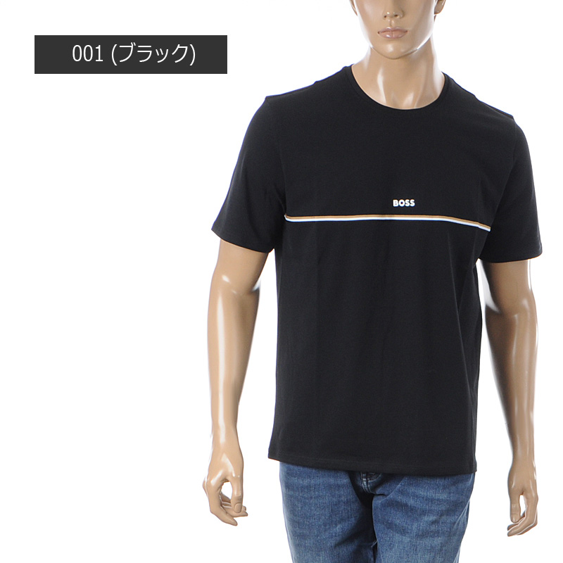 ヒューゴボス HUGO BOSS Tシャツ メンズ 50515395 Unique 半袖 クルーネック ブラック ホワイト ストレッチ 綿 ロゴ入 ブランド 大きいサイズ カジュアル BOSS（HUGO BOSS） ヒューゴボス HUGO BOSS Tシャツ メンズ 50515395