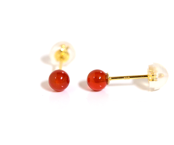 k18pg カーネリアンピアス カーネリアンスタッドピアスK18イエローゴールド : CASHO - 通販