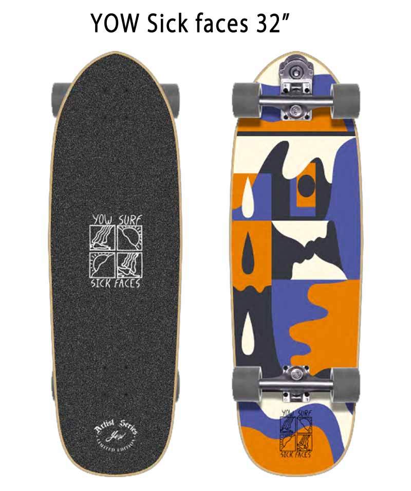 YOW/ヤウ SKATE SICK FACES シックフェイス 32inc サーフスケート