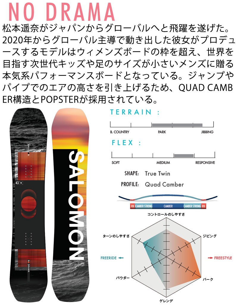 SALOMON 20-21 / サロモン NO DRAMA ノードラマ レディース 板
