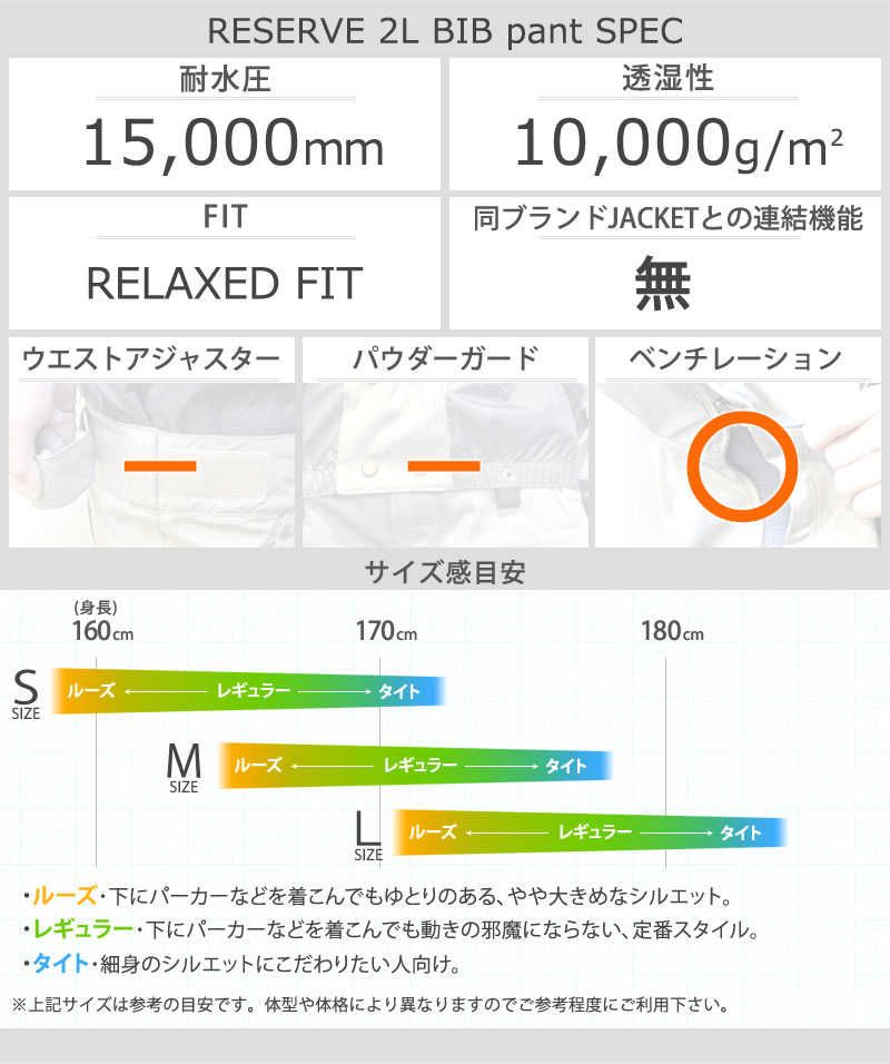 BURTON（バートン） 22-23 BURTON/バートン RESERVE BIB 2L pants