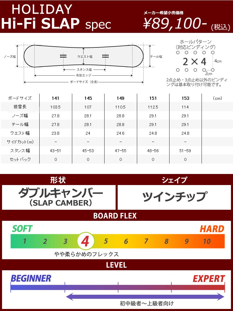 22-23 HOLIDAY/ホリデー Hi-Fi SLAP ハイファイスラップ メンズ レディース スノーボード グラトリ パーク 板 2023