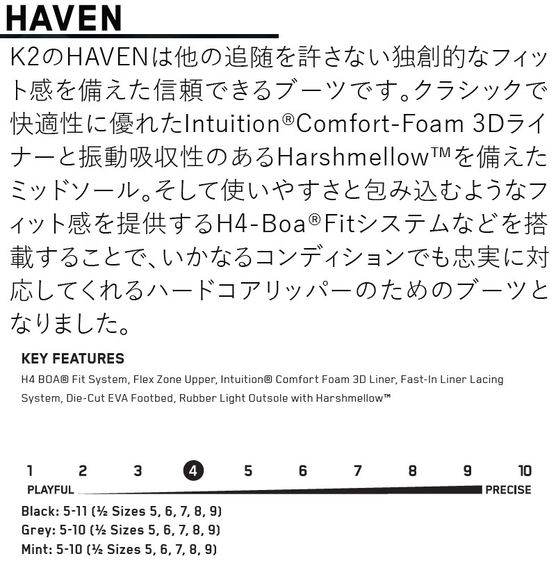 22-23 K2/ケーツー HAVEN ヘブン ブーツ レディース BOA ボア スノーボード 2023 22-23 2023 S1462281526(13585円)