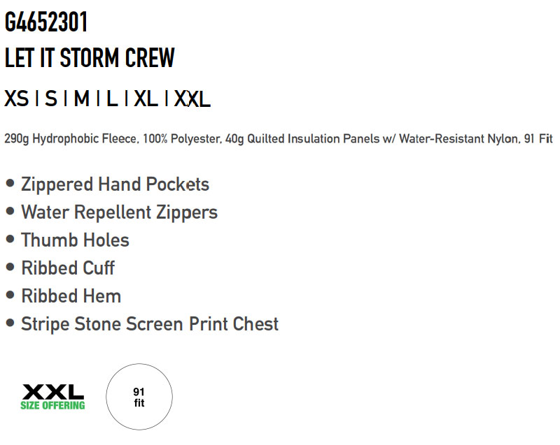 即出荷 22-23 VOLCOM/ボルコム LET IT STORM crew メンズ レディース