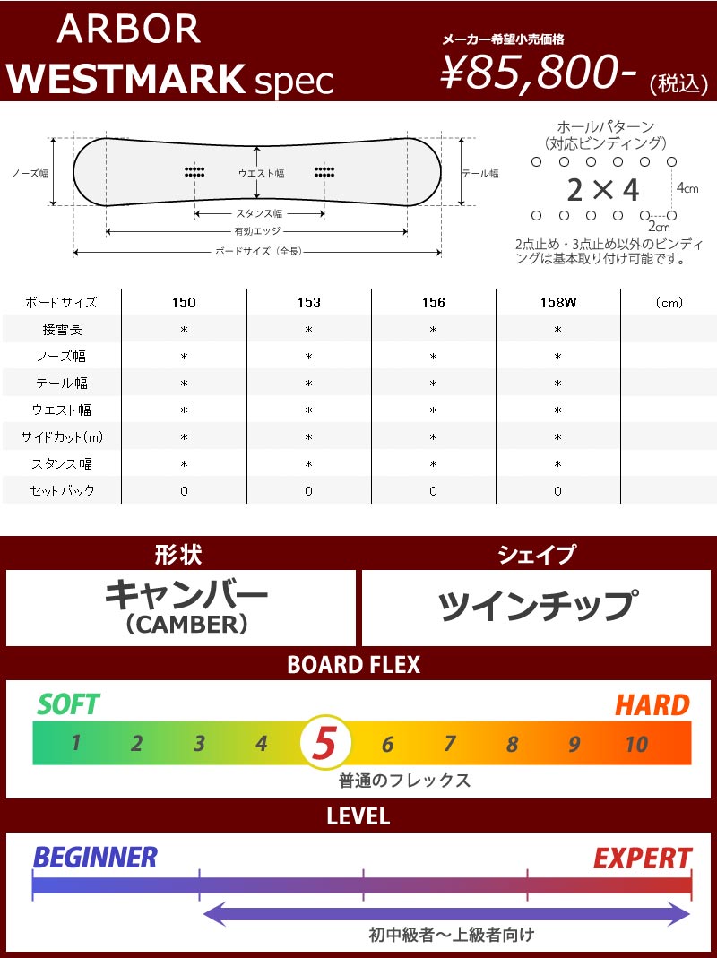 アーバー ウエストマーク キャンバー （1819モデル）153cm ボード | d