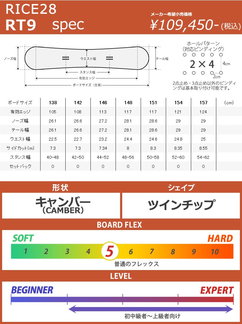 24-25 RICE28 / ライス28 RT9 メンズ レディース スノーボード カービング オールラウンド 板 いぐっちゃん 2025 予約商品