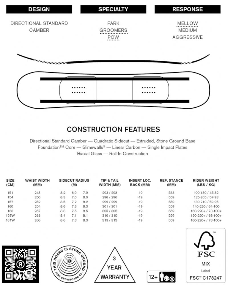 24-25 RIDE/ライド MANIC マニック メンズ パウダー カービング