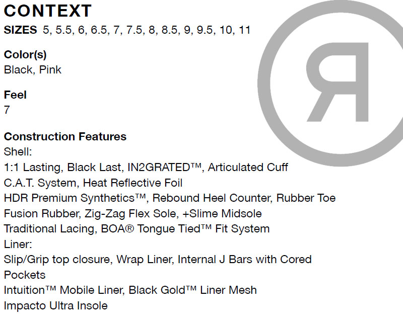 24-25 RIDE/ライド CONTEXT コンテクスト レディース ブーツ 紐 レース