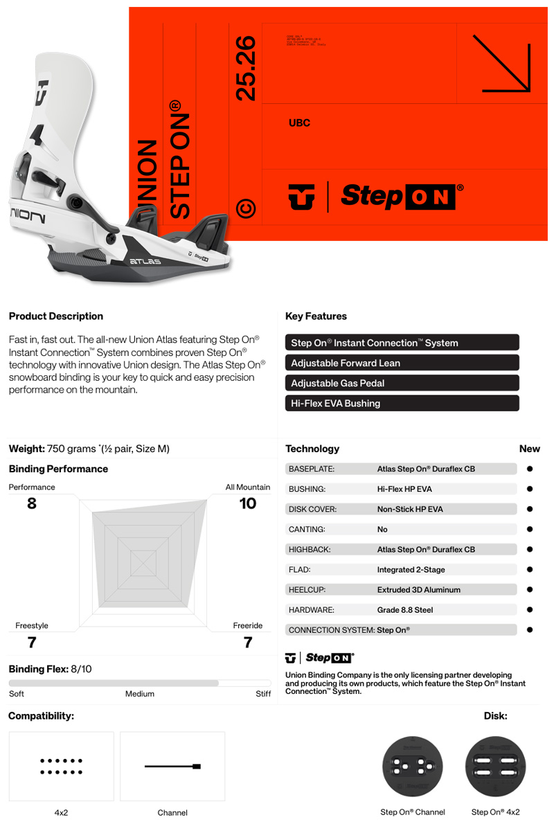 UNION BINDING 25-26 UNION/ユニオン ATLAS STEP-ON アトラス