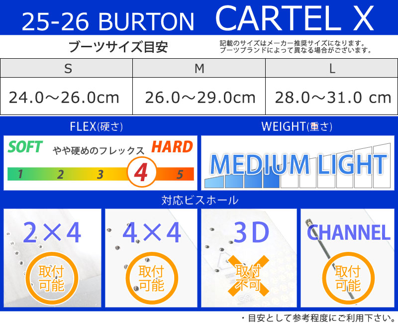 BURTON（バートン） 25-26 BURTON/バートン CARTEL X カーテルエックス