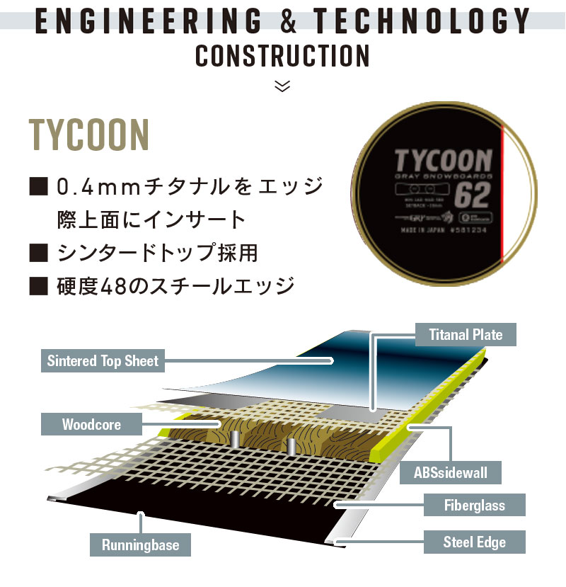 GRAY（グライ） 25-26 GRAY/グレイ TYCOON タイクーン メンズ