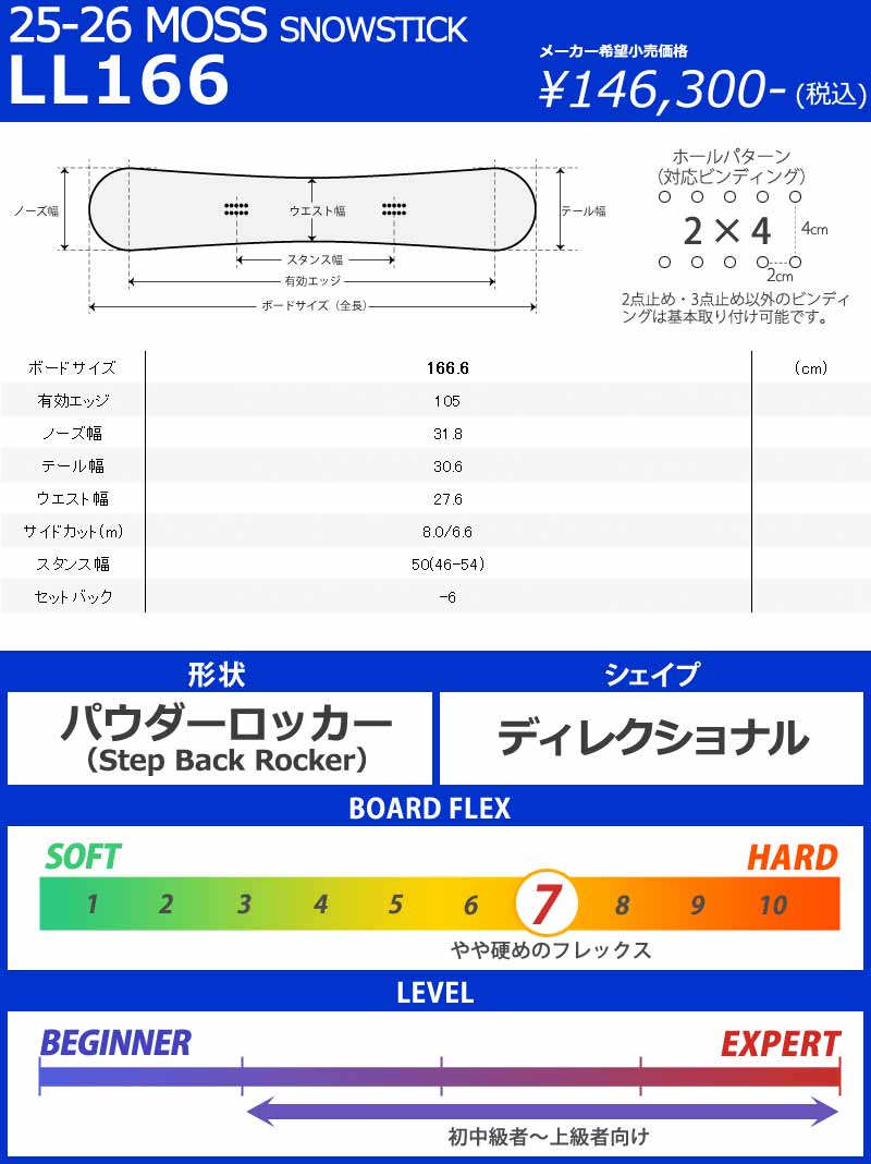 NOW 25-26 MOSS SNOWSTICK/モススノースティック LL166 エルエル166