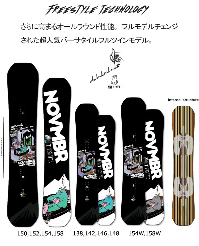 NOVEMBER ノベンバー ARTISTE PLUS 2019-2020 154cm スノーボード 板