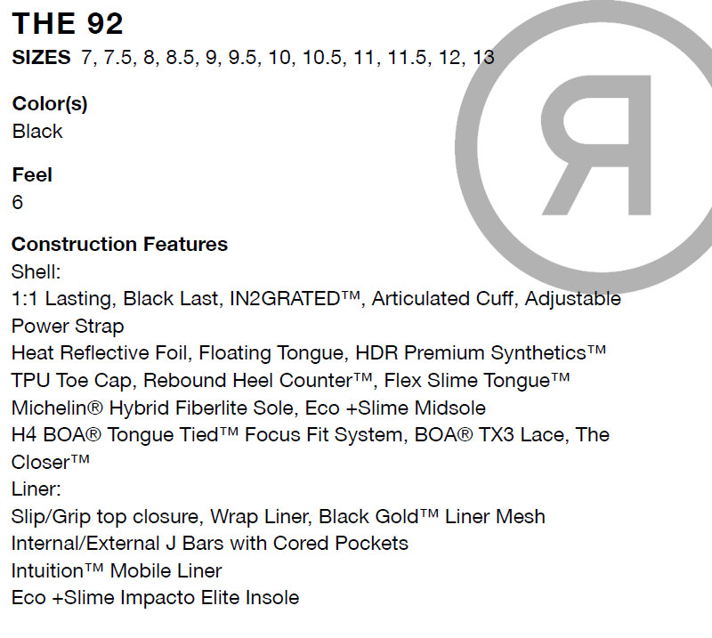 25-26 RIDE/ライド THE 92 ナインティーツー メンズ レディース ブーツ