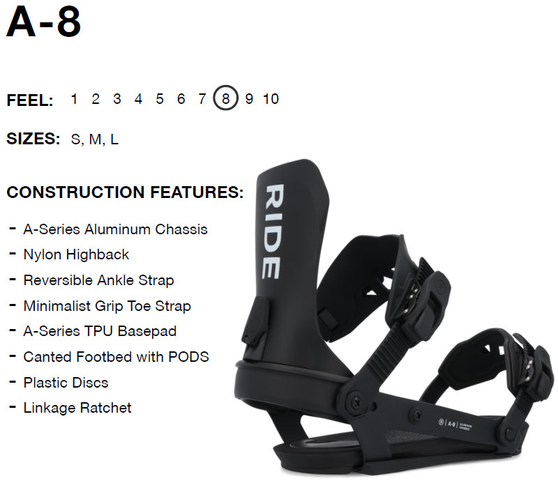 25-26 RIDE/ライド A-8 エーエイト メンズ レディース ビンディング