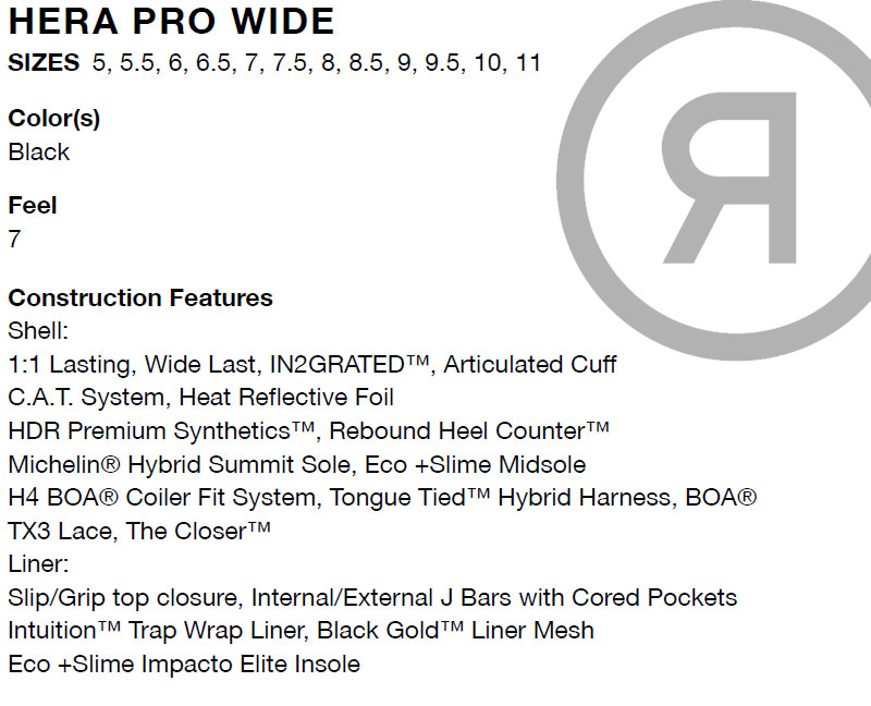 25-26 RIDE/ライド HERA PRO WIDE ヘラプロ ワイドフィット レディース