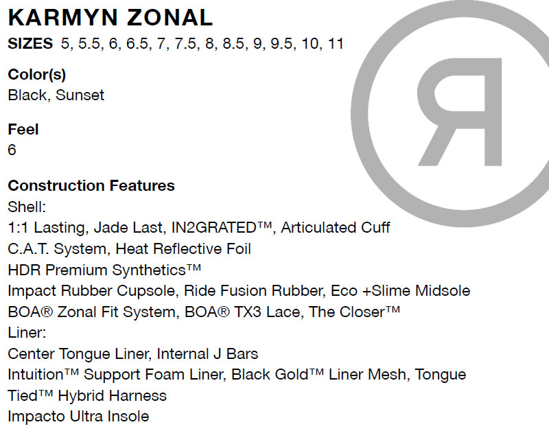 25-26 RIDE/ライド KARMYN ZONAL カーマイン レディース ブーツ