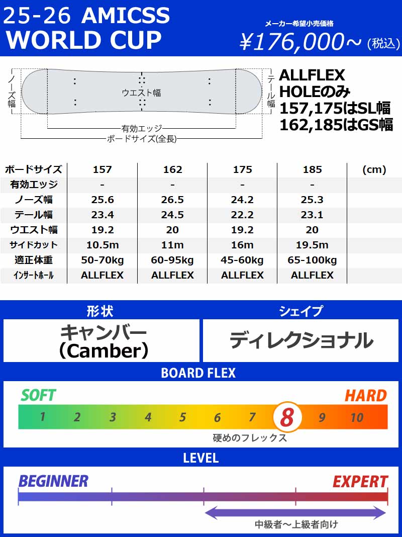 スノーボード AMICSS WORLD CUP 175 AMICSS WORLD CUP 175
