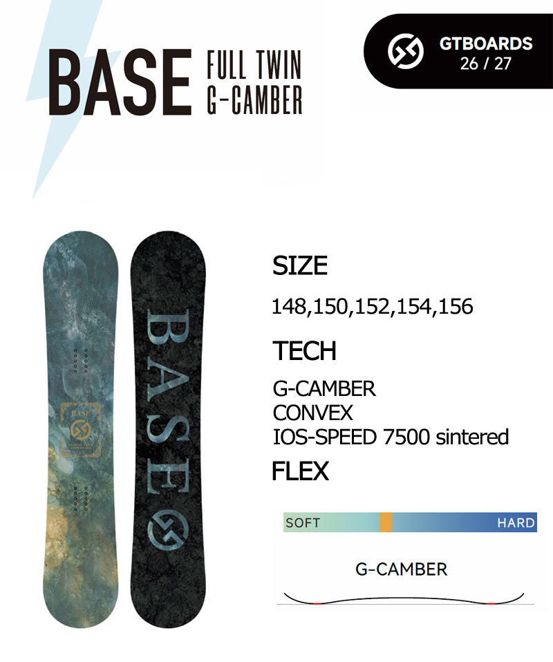 GT boards ジーティー.ベース 板 24-25 150cm NOW 26-27 GT-SNOWBOARD/ジーティー BASE ベース メンズ スノーボード