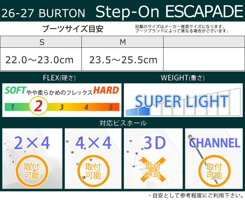 BURTON（バートン） 26-27 BURTON/バートン STEP ON ESCAPADE Re Flex