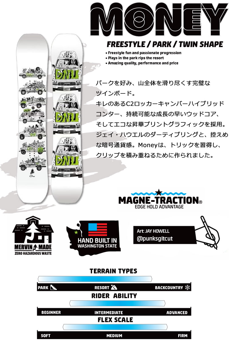 26-27 GNU/グヌー MONEY マネー メンズ レディース スノーボード ジブ