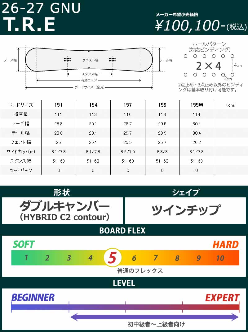 LIB TECH（リブテック） 26-27 GNU/グヌー T.R.E Totally RIPS