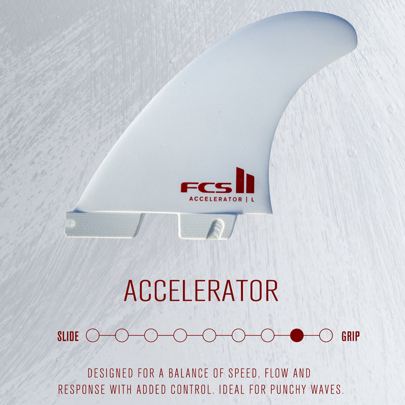 FCS FCS2 ACCELERATOR PC MEDIUM WHITE EDITION TRI RETAIL FINS