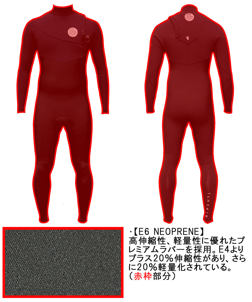 2024 RIPCURL E-BOMB E6 ZIP FREE FULLSUIT/リップカール ジップフリー フルスーツ 3×3 O30-001  ウェットスーツ サーフィン ジャージ 春秋用 数量限定