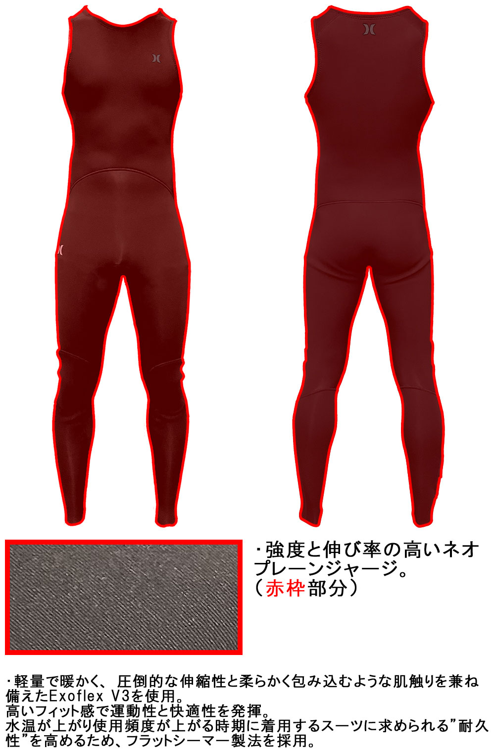 2024 HURLEY ADVANTAGE PLUS LONG JOHN MZLJAD24 / ハーレー