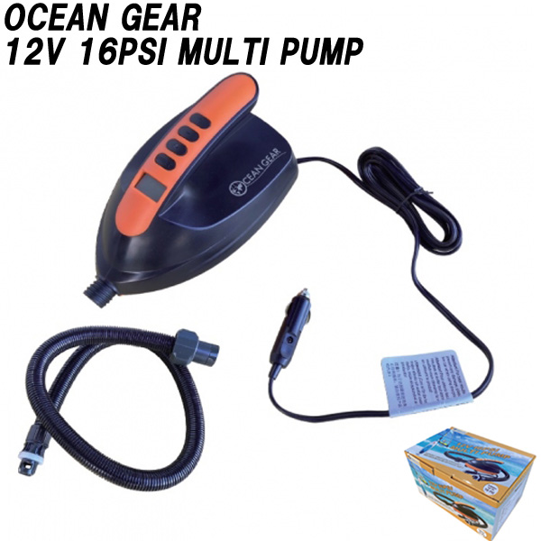 ｓuｐインフレータブル電動ポンプ付き OCEAN GEAR 12V 16PSI MULTI PUMP / エアー ポンプ 電動 空気入れ SUP